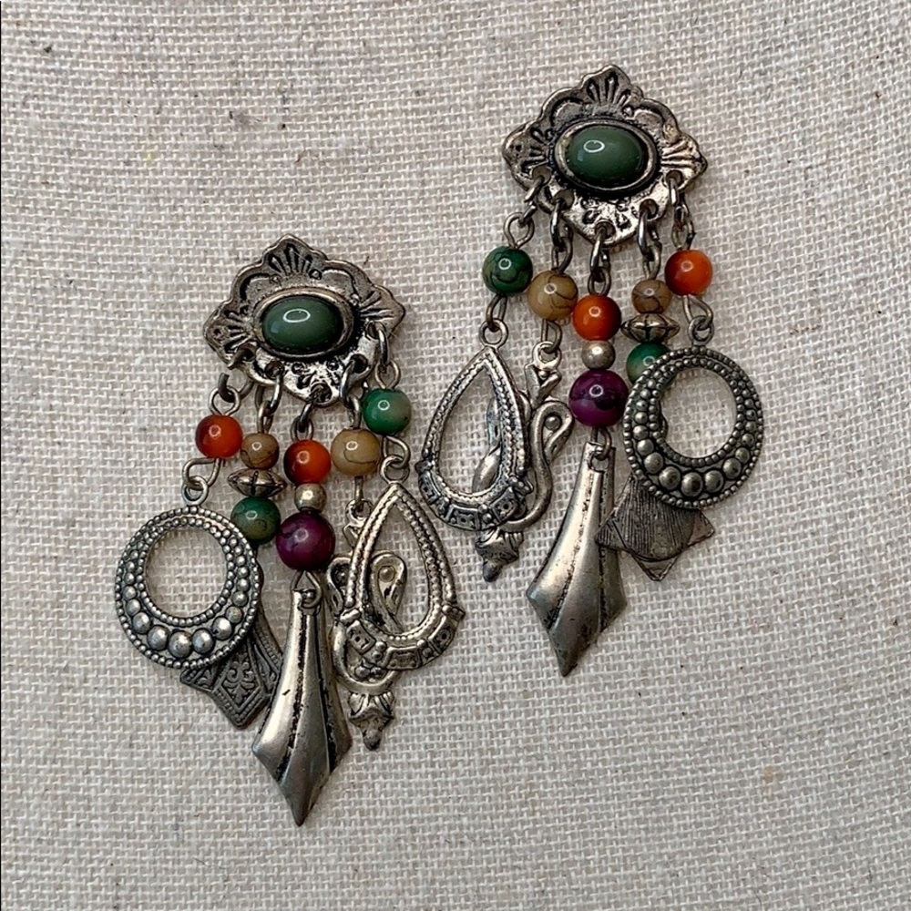 Boho beaded charm earrings